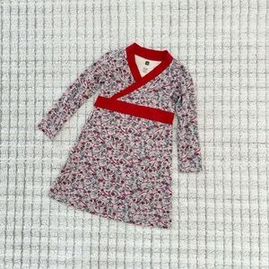 Tea Collection Red and Gray Floral Kids Dress